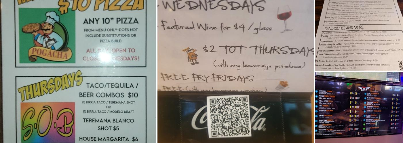 Pogacha’s Pub 85 Menu