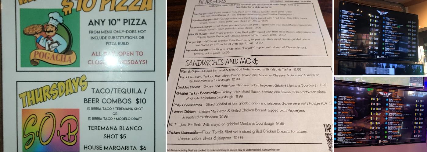 Pogacha’s Pub 85 Menu