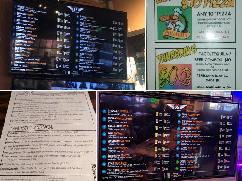 Pogacha’s Pub 85 Menu