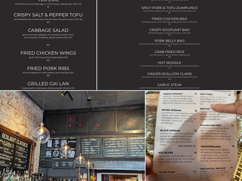 Redlight Kitchen & Bar Menu