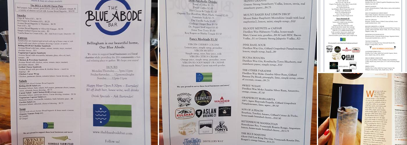 THE BLUE ABODE BAR Menu