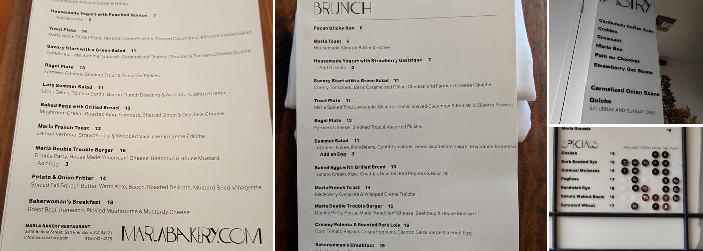 Marla Bakery & Catering-NO RETAIL SALES Menu