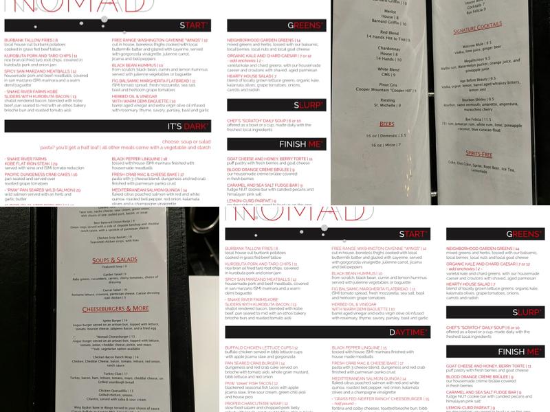 Nomad Lounge Menu