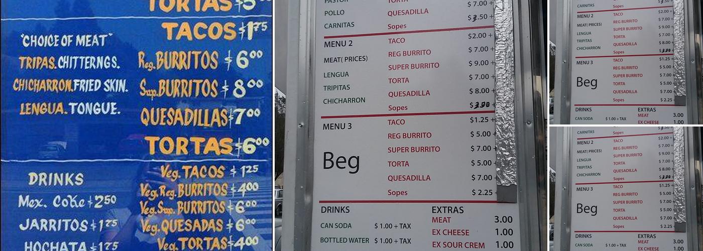 Tacos Rodriguez Menu