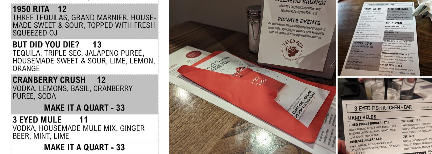 3 Eyed Fish Kitchen + Bar Menu