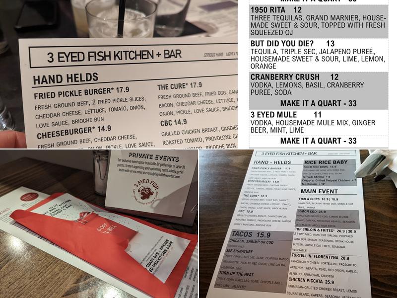 3 Eyed Fish Kitchen + Bar Menu