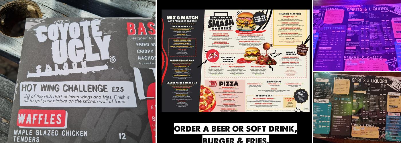 Coyote Ugly Saloon Camden Menu