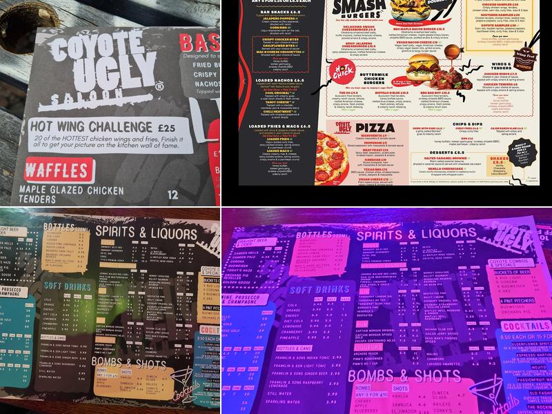 Coyote Ugly Saloon Camden Menu