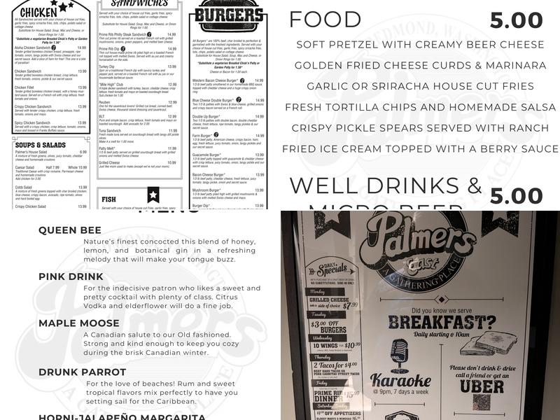 Palmers East Menu