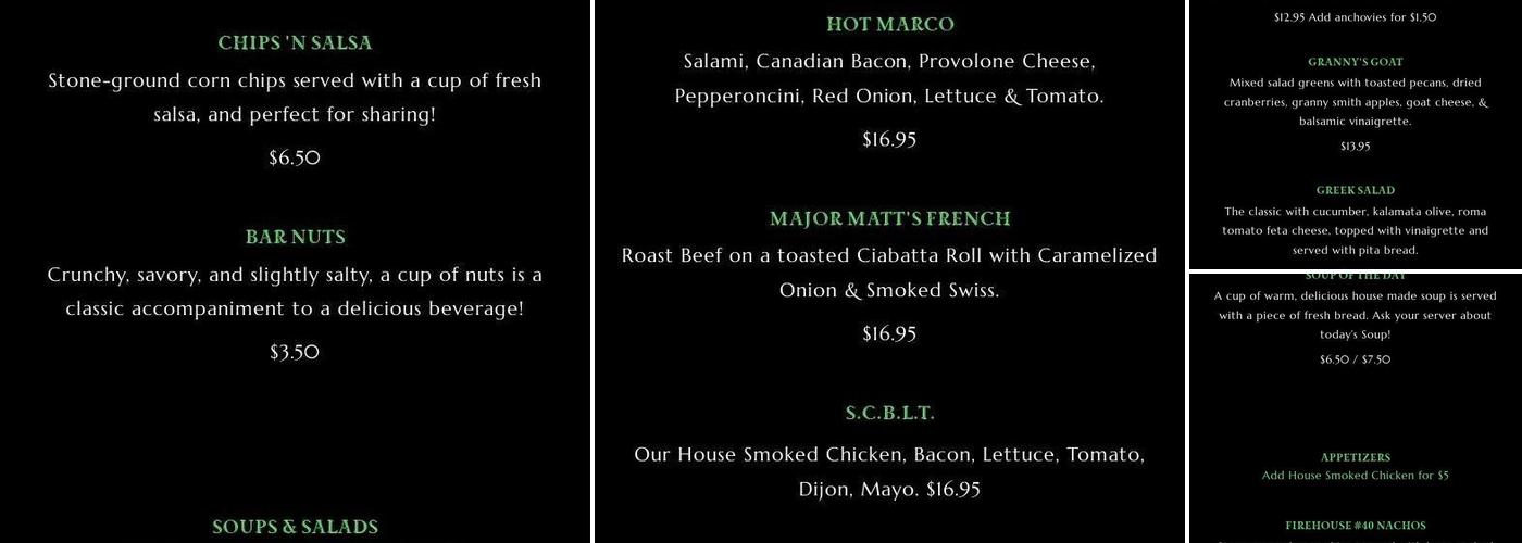 Fiddler's Inn Pub & Pizza Menu