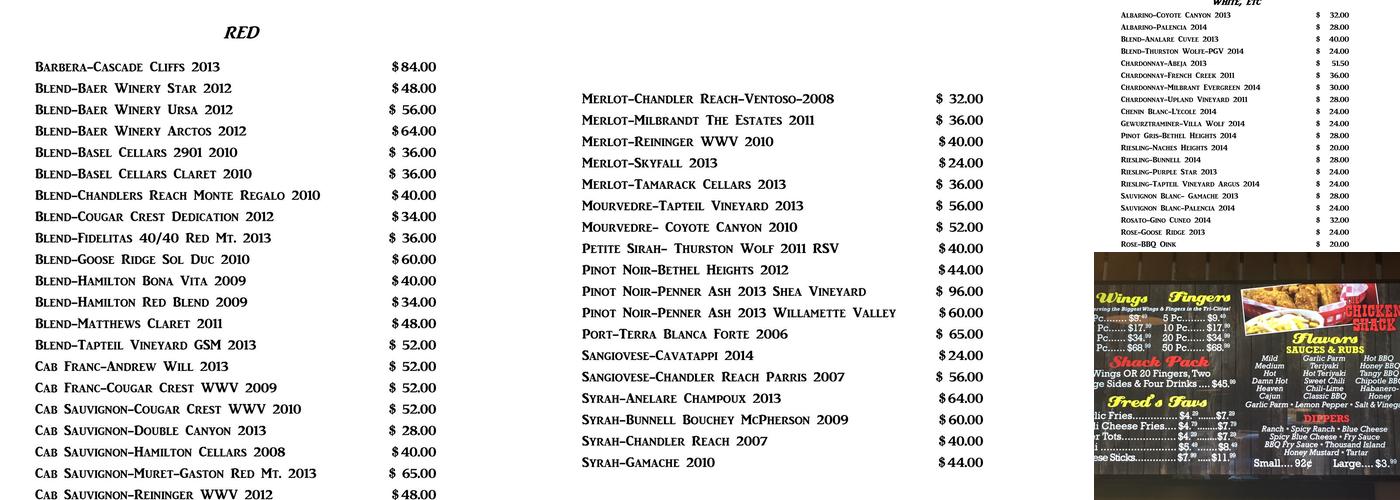 Wine Notes Menu