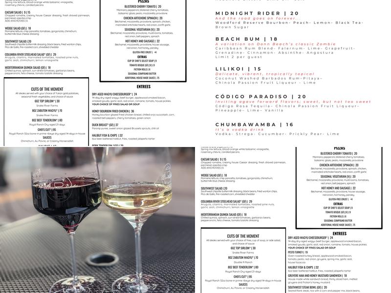 Fiction @ J. Bookwalter Menu