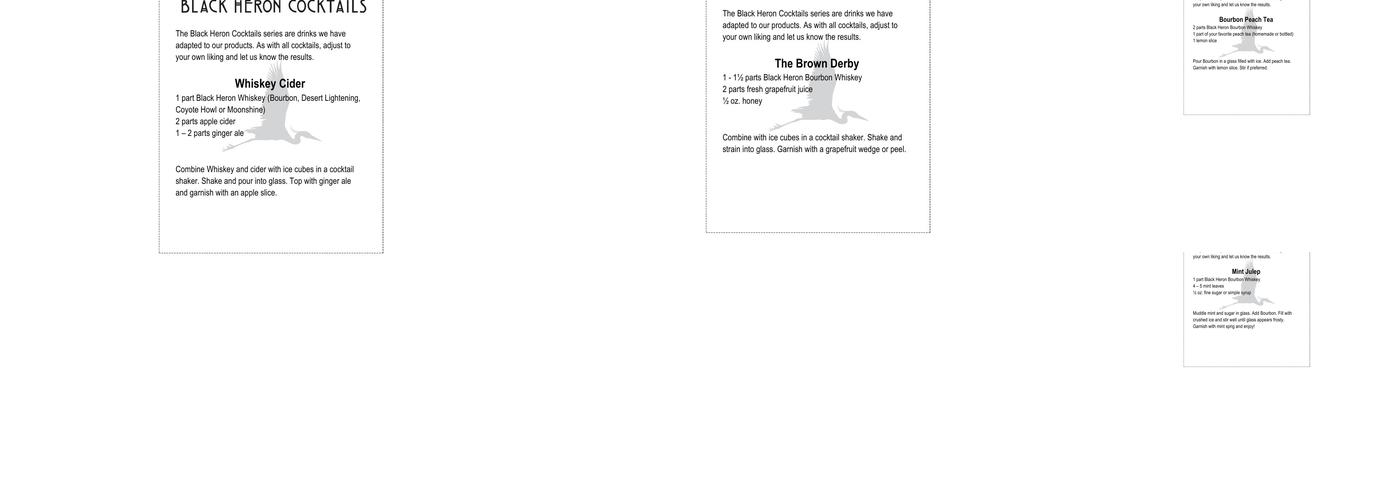 Black Heron Spirits Menu