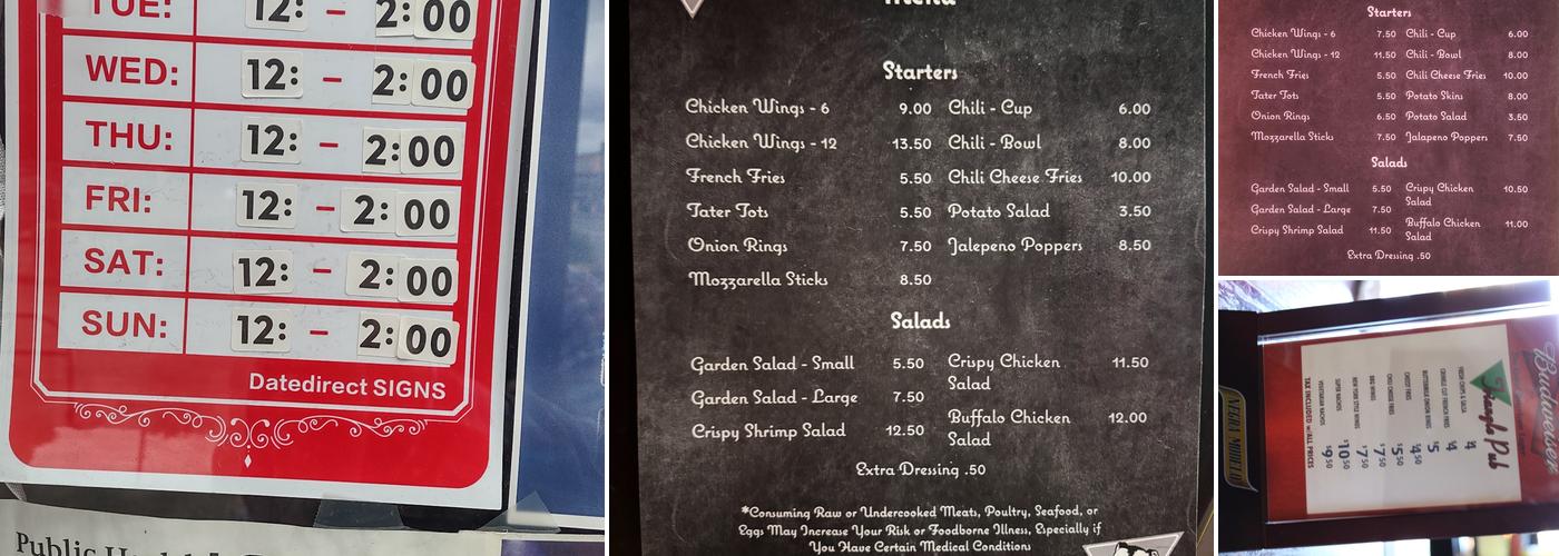 Max's Triangle Pub Menu