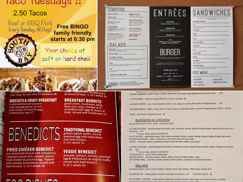 South Bay Pub & Eatery Menu