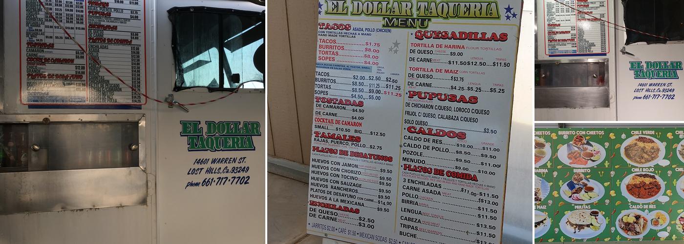 El Dollar Taqueria Menu