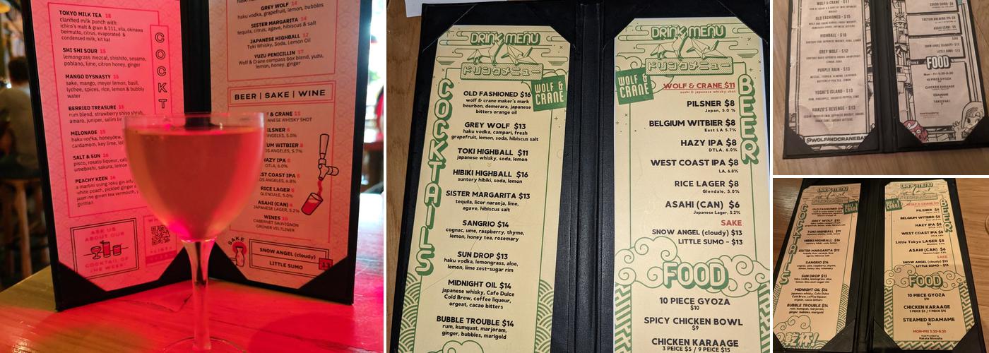 Wolf & Crane Bar Menu