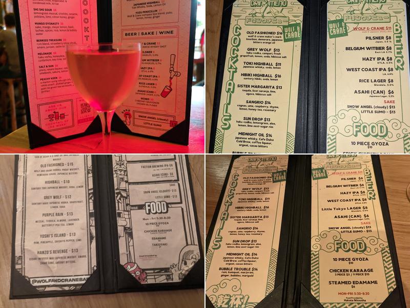 Wolf & Crane Bar Menu