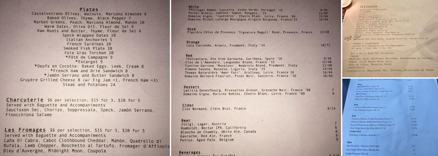 Mignon Menu