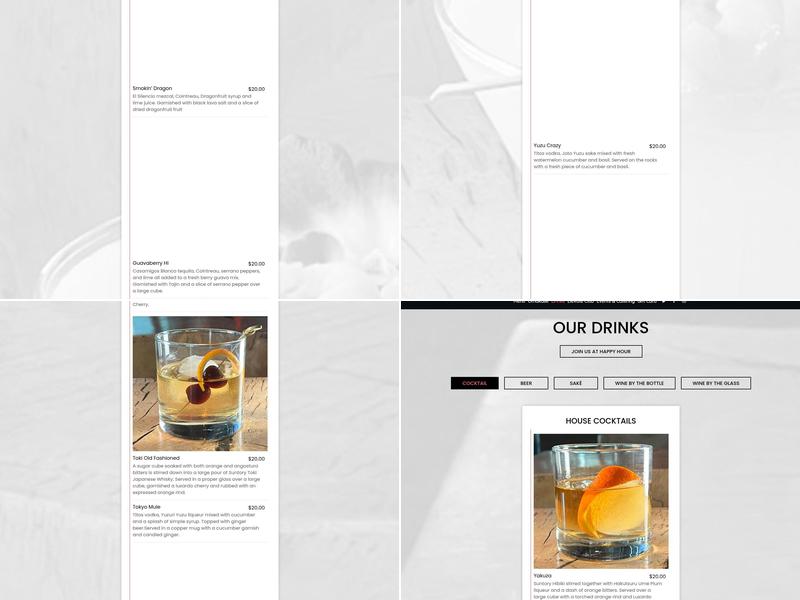 Elevate Lounge Menu
