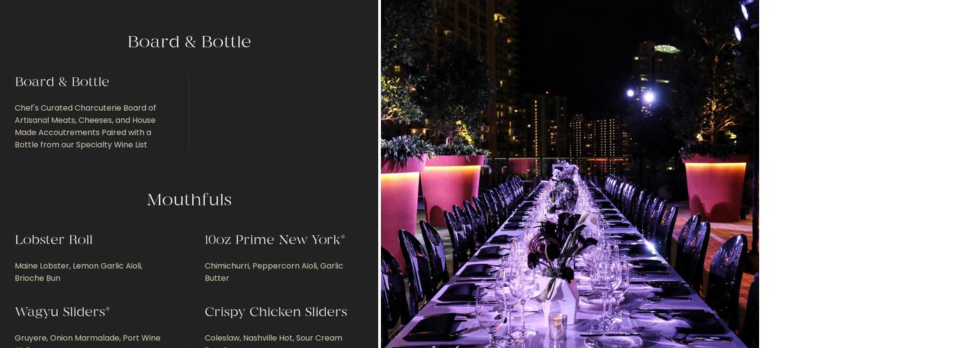 Hyde Lounge at Crypto.com Arena Menu