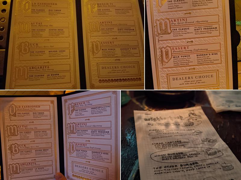 Noble Experiment Menu