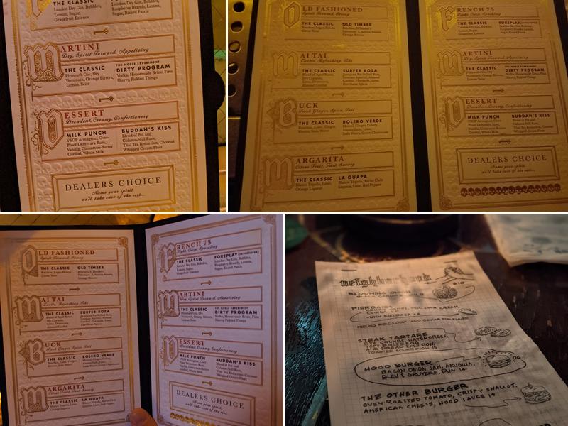 Noble Experiment Menu