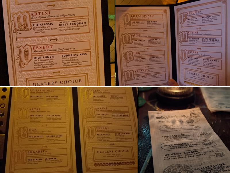 Noble Experiment Menu