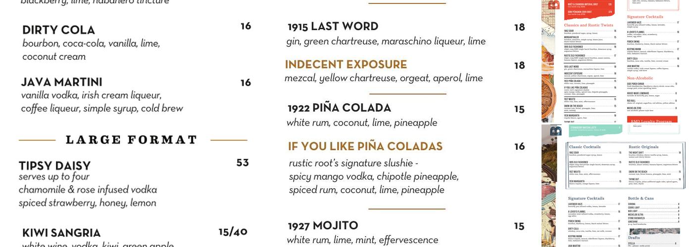 Rustic Root Menu