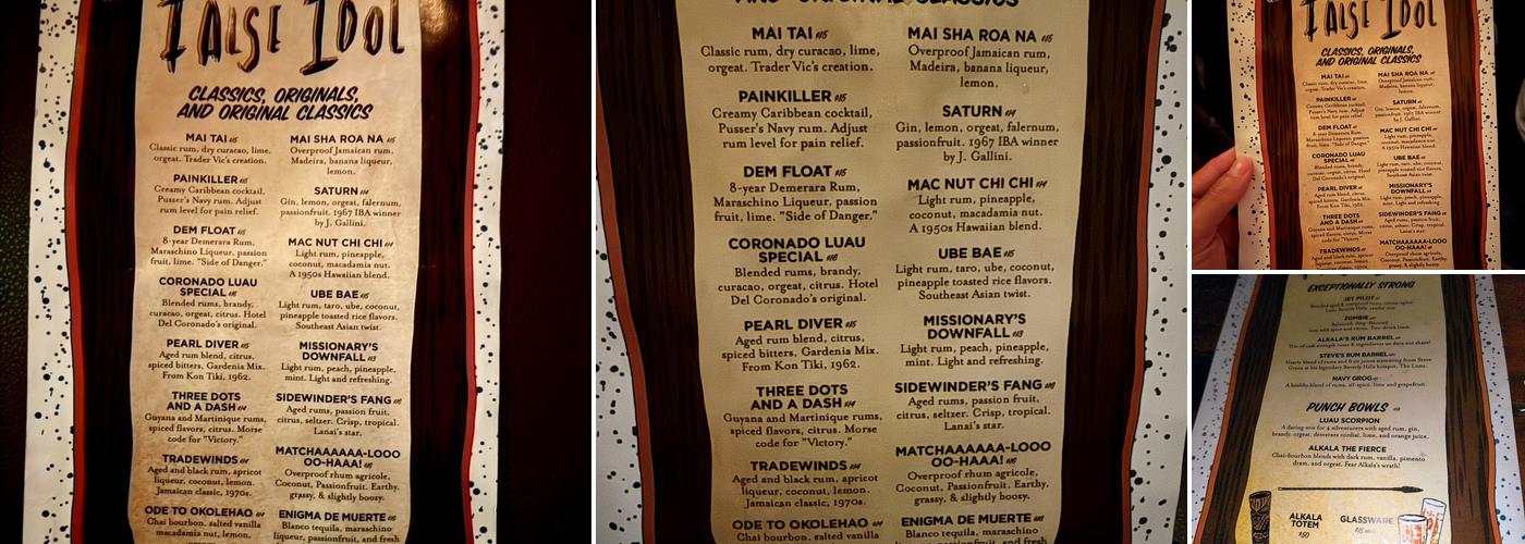 False Idol Menu