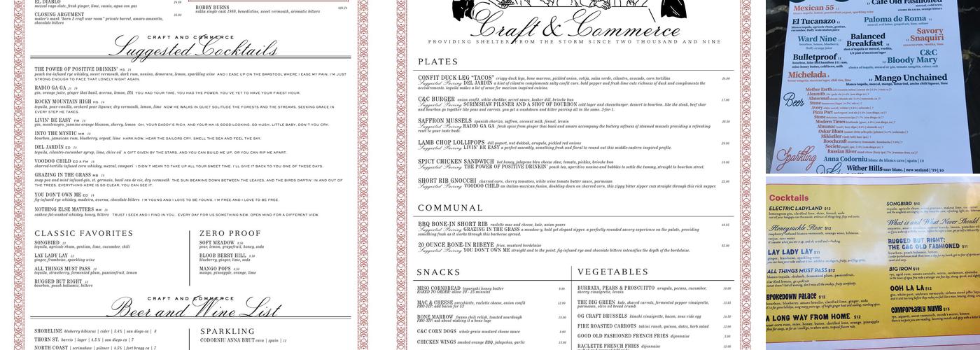 Craft & Commerce Menu
