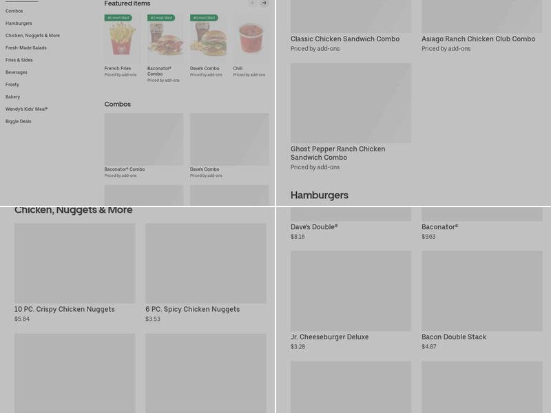 Wendy's Menu