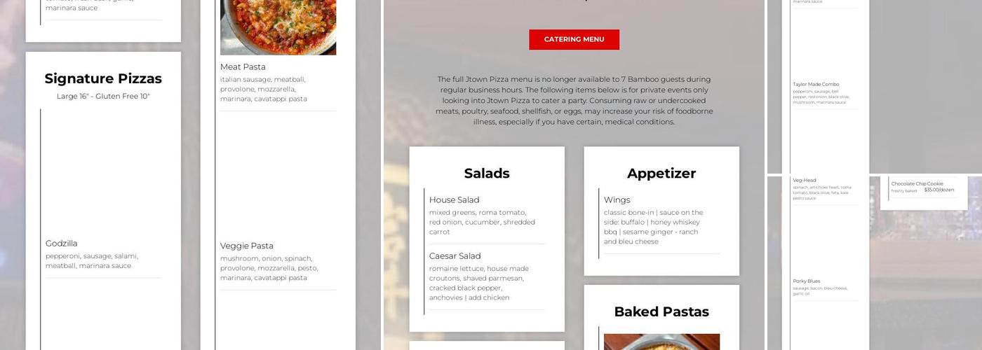 7 Bamboo Lounge Menu