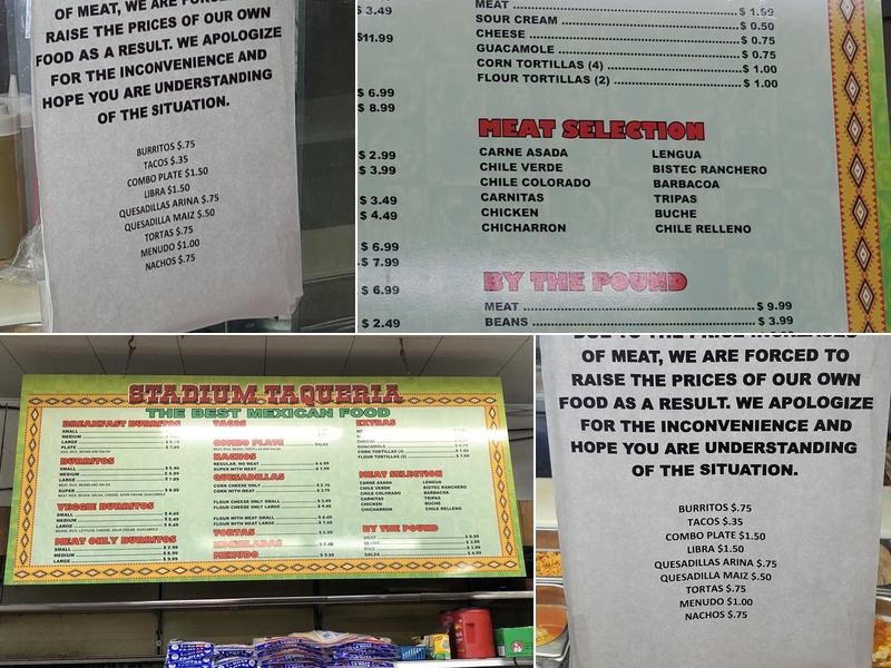 Stadium Market and Liquor Menu