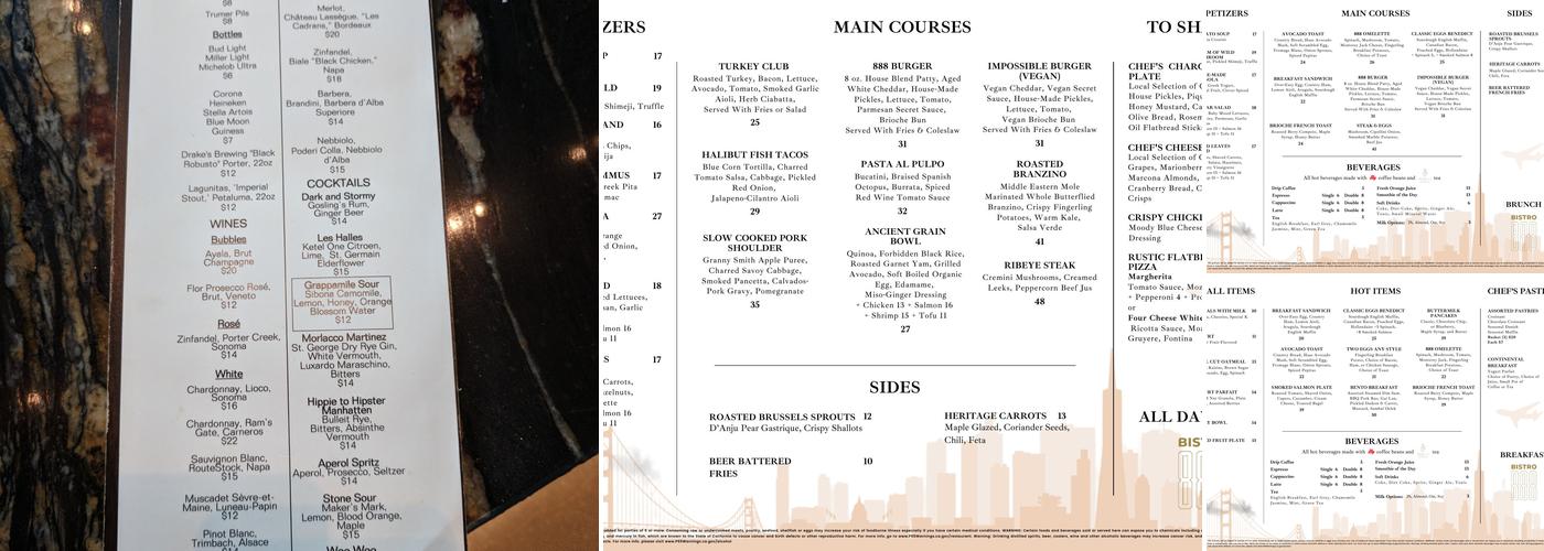 Bar 888 Menu