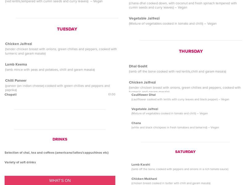 Chapati Cafe (media city) Menu