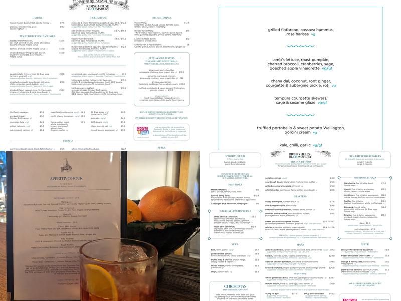 Riding House Bloomsbury Menu
