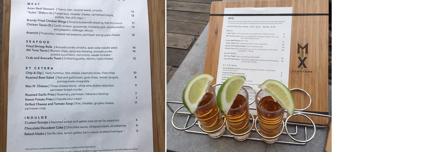 Mix Downtown Menu