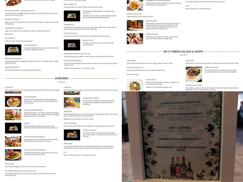 Shenanigans Irish Pub & Grille Menu