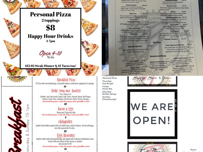 Pitcher House Upper Deck Menu