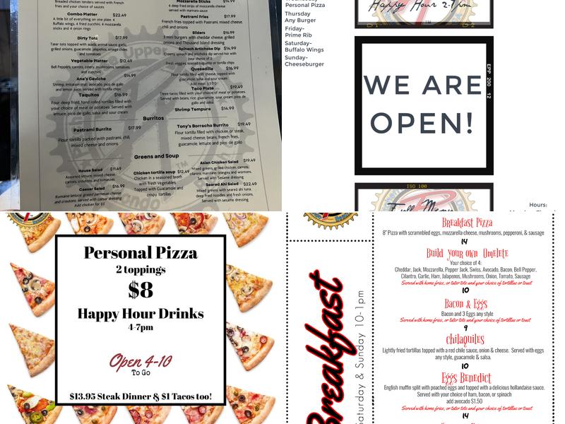 Pitcher House Upper Deck Menu