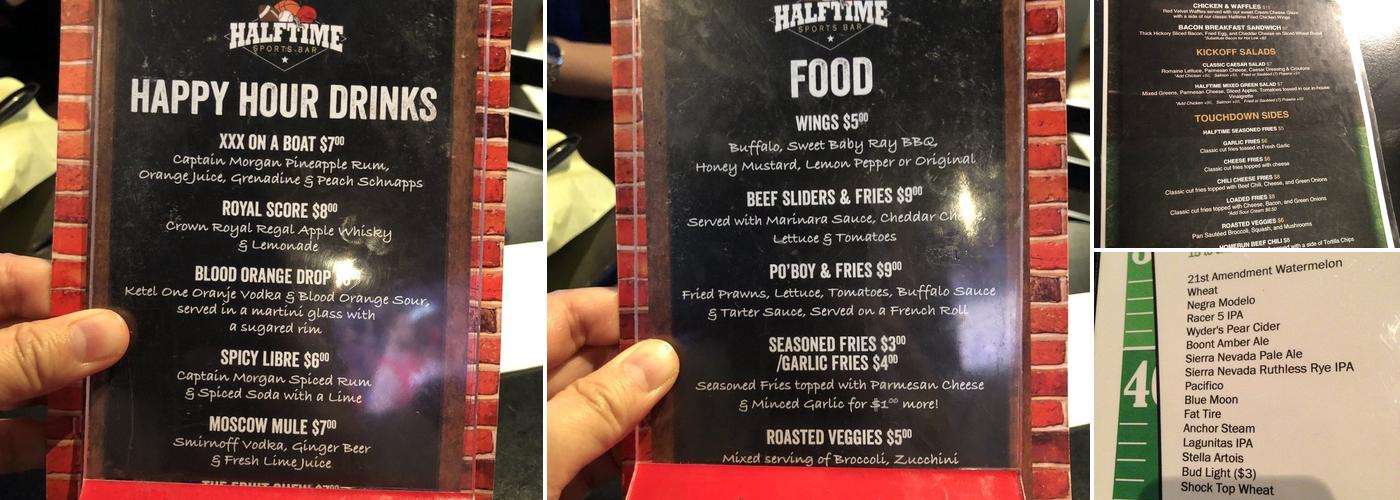 Halftime Menu