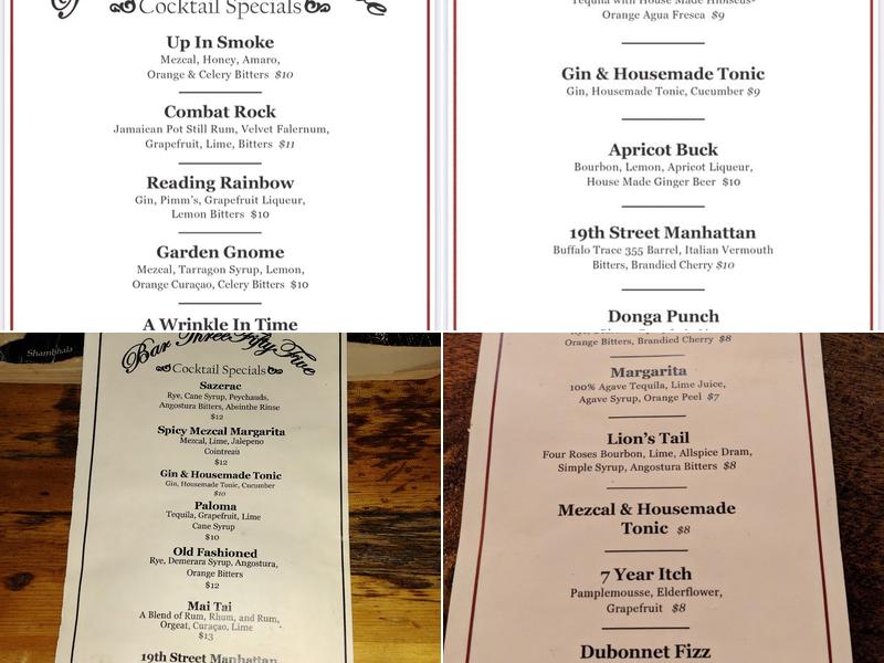 Bar 355 Menu