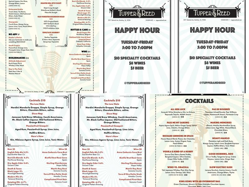 Tupper & Reed Menu