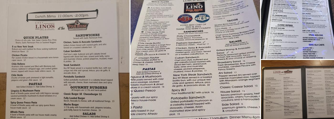 Pour House Bar and Grill Menu