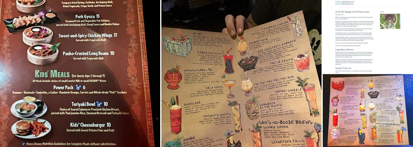 Trader Sam's Enchanted Tiki Bar Menu