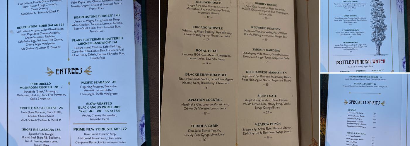 Hearthstone Lounge Menu