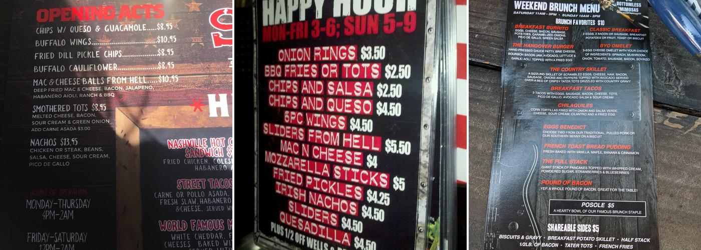 Slidebar Rock n' Roll Kitchen Menu