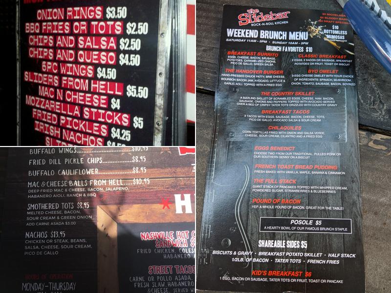 Slidebar Rock n' Roll Kitchen Menu