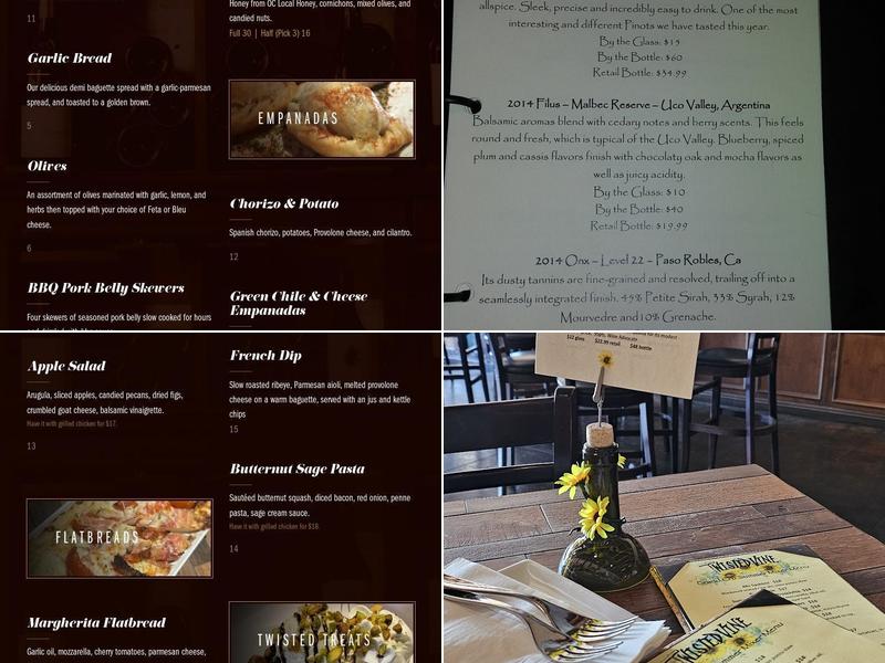The Twisted Vine Menu
